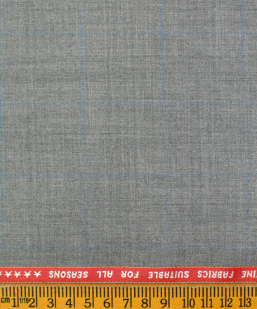 Raymond Men's Polyester Viscose Checks  Unstitched Suiting Fabric (Light Grey)