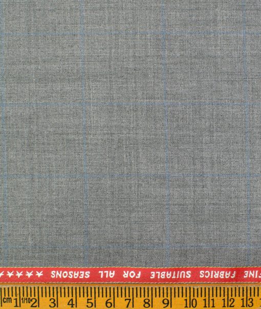 Raymond Men's Polyester Viscose Checks  Unstitched Suiting Fabric (Light Grey)