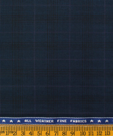 Raymond Men's Polyester Viscose Checks  Unstitched Suiting Fabric (Dark Royal Blue)