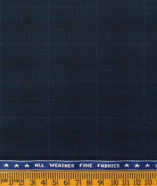 Raymond Men's Polyester Viscose Checks  Unstitched Suiting Fabric (Dark Royal Blue)