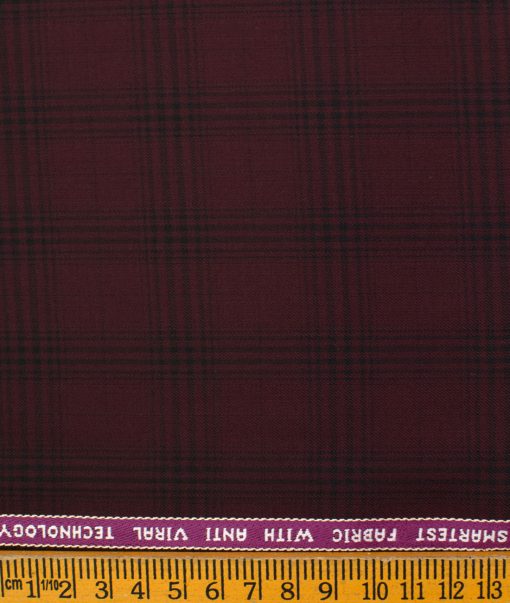 Raymond Men's Polyester Viscose Checks  Unstitched Suiting Fabric (Wine) - Image 4