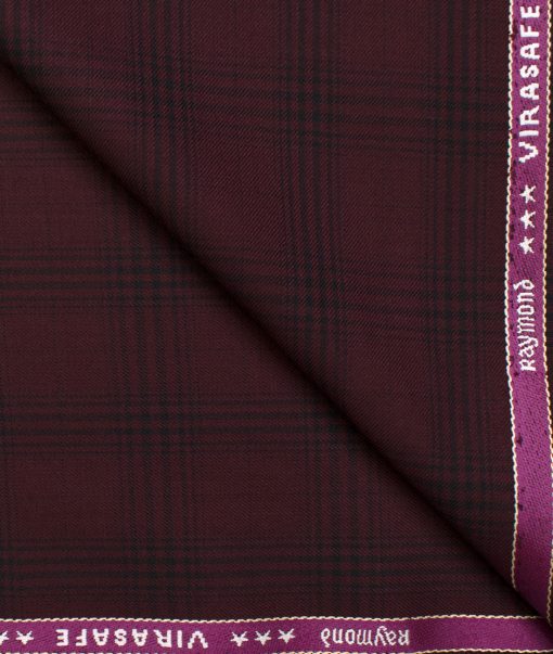 Raymond Men's Polyester Viscose Checks  Unstitched Suiting Fabric (Wine) - Image 2