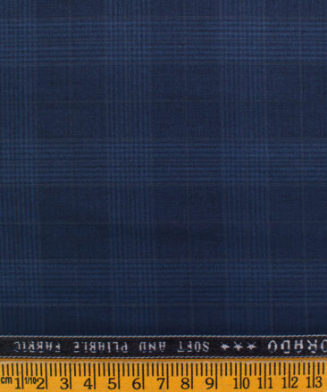 Raymond Men's Polyester Viscose Checks  Unstitched Suiting Fabric (Dark Royal Blue)