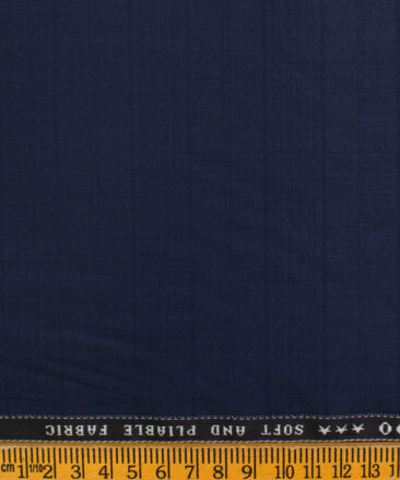 Raymond Men's Polyester Viscose Checks  Unstitched Suiting Fabric (Dark Royal Blue)