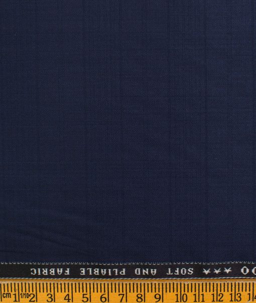 Raymond Men's Polyester Viscose Checks  Unstitched Suiting Fabric (Dark Royal Blue)