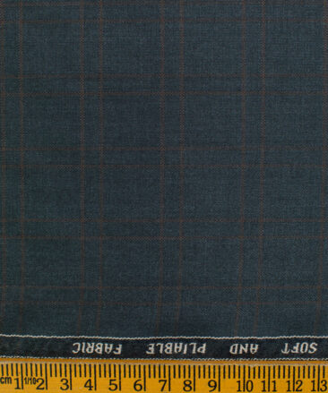 Raymond Men's Polyester Viscose Checks  Unstitched Suiting Fabric (Sea Green)