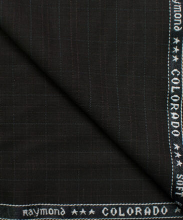 Raymond Men's Polyester Viscose Checks  Unstitched Suiting Fabric (Black)