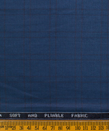 Raymond Men's Polyester Viscose Checks  Unstitched Suiting Fabric (Royal Blue)