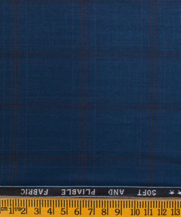 Raymond Men's Polyester Viscose Checks  Unstitched Suiting Fabric (Royal Blue)