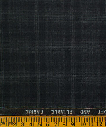 Raymond Men's Polyester Viscose Checks  Unstitched Suiting Fabric (Black & Grey)