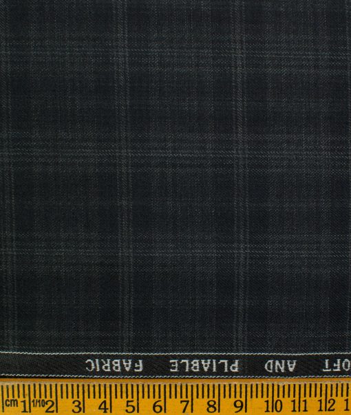 Raymond Men's Polyester Viscose Checks  Unstitched Suiting Fabric (Black & Grey)