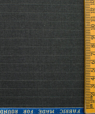 Raymond Men's Polyester Viscose Striped  Unstitched Suiting Fabric (Dark Grey)