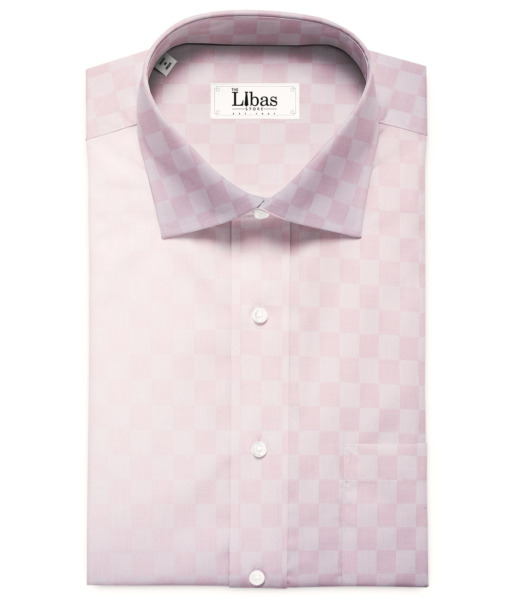 Soktas Men's Giza Cotton Self Design 2.25 Meter Unstitched Shirting Fabric (Pink)