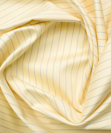 Soktas Men's Giza Cotton Striped 2.25 Meter Unstitched Shirting Fabric (Yellow)