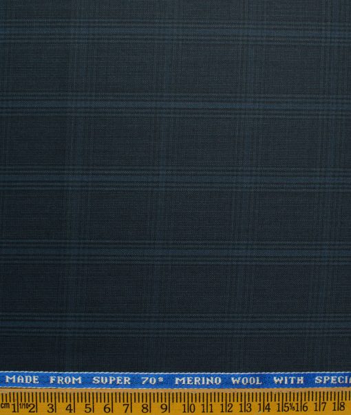 Raymond Men's Wool Checks Super 70's Unstitched Suiting Fabric (Dark Aegean Blue) - Image 4