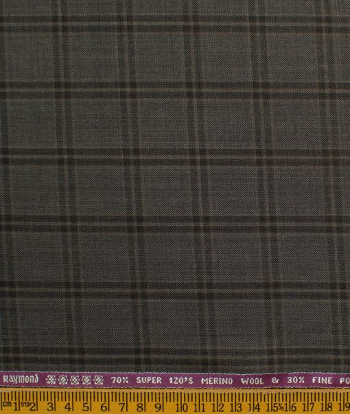 Raymond Men's Wool Checks Super 120's  Unstitched Suiting Fabric (Brown) - Image 4