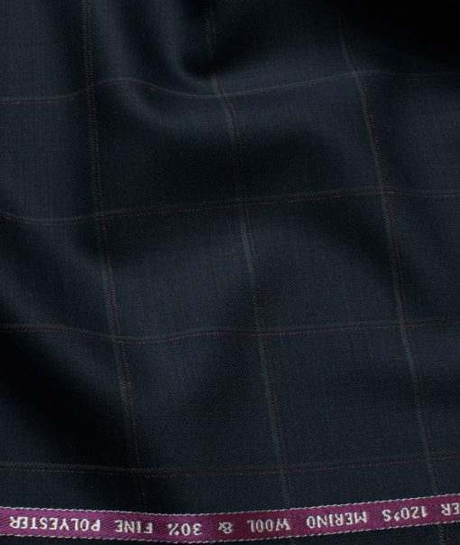 Raymond Men's Wool Checks Super 120's  Unstitched Suiting Fabric (Dark Blue) - Image 3