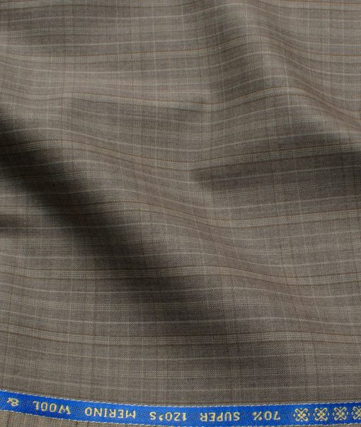 Raymond Men's Wool Checks Super 120's  Unstitched Suiting Fabric (Light Brown) - Image 2