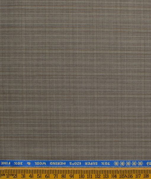 Raymond Men's Wool Checks Super 120's  Unstitched Suiting Fabric (Light Brown) - Image 3