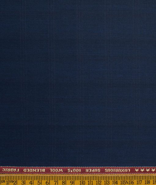 Raymond Men's Wool Checks Super 100's  Unstitched Suiting Fabric (Royal Blue) - Image 3