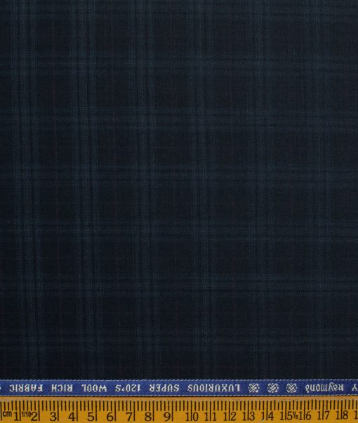 Raymond Men's Wool Checks Super 120's Unstitched Suiting Fabric (Dark Blue) - Image 5