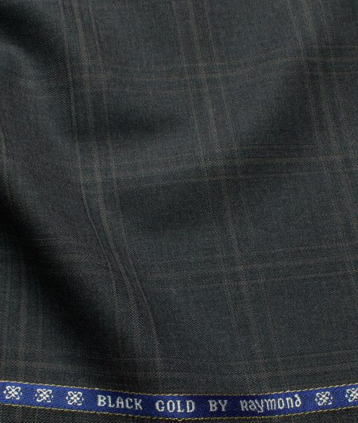 Raymond Men's Wool Checks Super 120's  Unstitched Suiting Fabric (Dark Worsted Grey) - Image 3