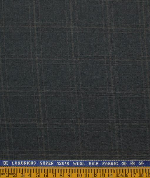 Raymond Men's Wool Checks Super 120's  Unstitched Suiting Fabric (Dark Worsted Grey) - Image 5