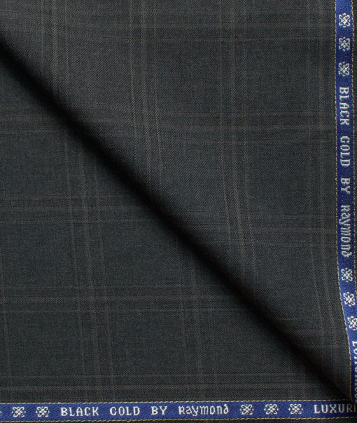 Raymond Men's Wool Checks Super 120's  Unstitched Suiting Fabric (Dark Worsted Grey)