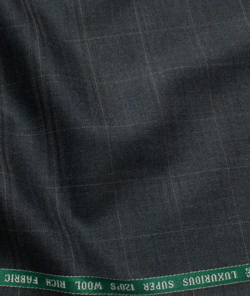 Raymond Men's Wool Checks Super 120's  Unstitched Suiting Fabric (Dark Grey) - Image 3