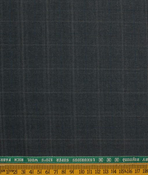 Raymond Men's Wool Checks Super 120's  Unstitched Suiting Fabric (Dark Grey) - Image 5