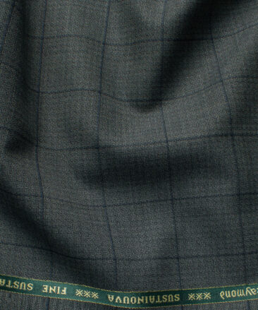 Raymond Exotic Men's Wool Checks Super 100's 3 Meter Unstitched Suiting Fabric (Dark Grey)