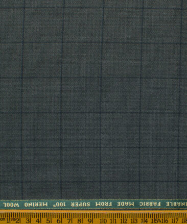 Raymond Exotic Men's Wool Checks Super 100's 3 Meter Unstitched Suiting Fabric (Dark Grey)