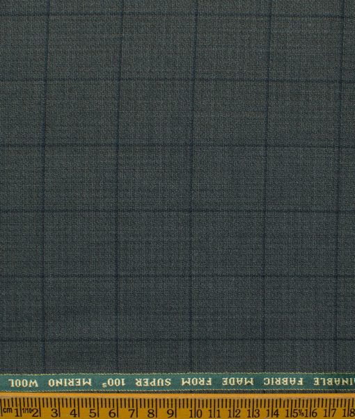 Raymond Exotic Men's Wool Checks Super 100's 3 Meter Unstitched Suiting Fabric (Dark Grey)