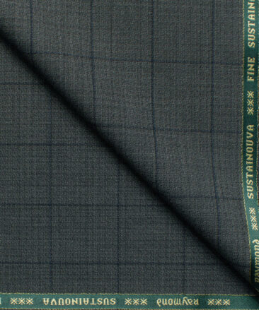 Raymond Exotic Men's Wool Checks Super 100's 3 Meter Unstitched Suiting Fabric (Dark Grey)