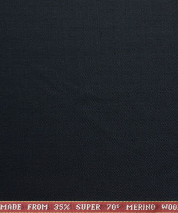 Raymond Men's Wool Solids Super 70's 3.75 Meter Unstitched Suiting Fabric (Dark Navy Blue)