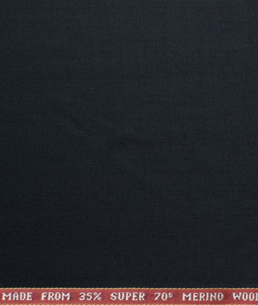 Raymond Men's Wool Solids Super 70's 3.75 Meter Unstitched Suiting Fabric (Dark Navy Blue)