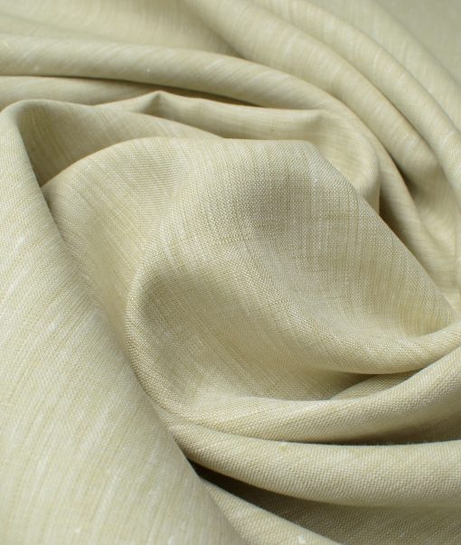 Linen Club Men's 60 LEA European Linen Self Design 2.25 Meter Unstitched Shirting Fabric (Beige)