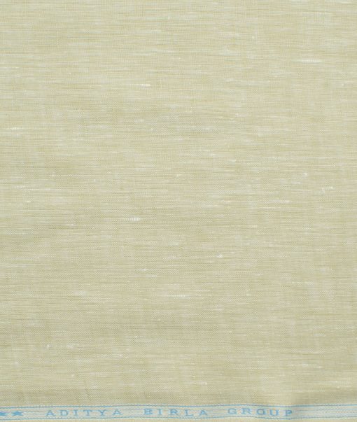 Linen Club Men's 60 LEA European Linen Self Design 2.25 Meter Unstitched Shirting Fabric (Beige)