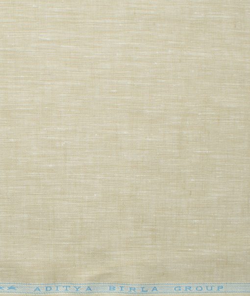 Linen Club Men's 60 LEA European Linen Self Design 2.25 Meter Unstitched Shirting Fabric (Bone Beige)