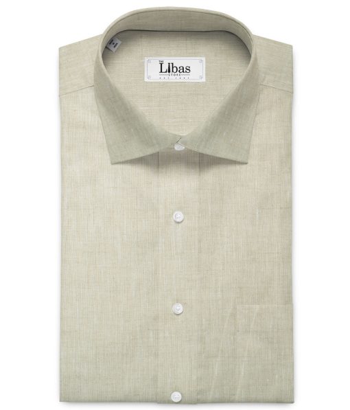 Linen Club Men's 60 LEA European Linen Self Design 2.25 Meter Unstitched Shirting Fabric (Sand Beige)