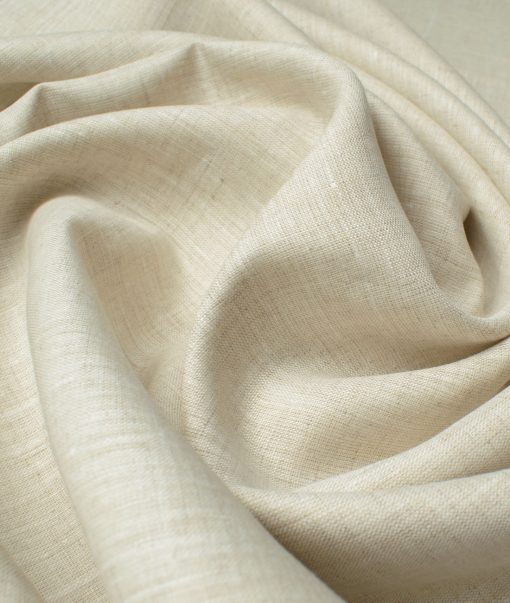 Linen Club Men's 60 LEA European Linen Self Design 2.25 Meter Unstitched Shirting Fabric (Sand Beige)