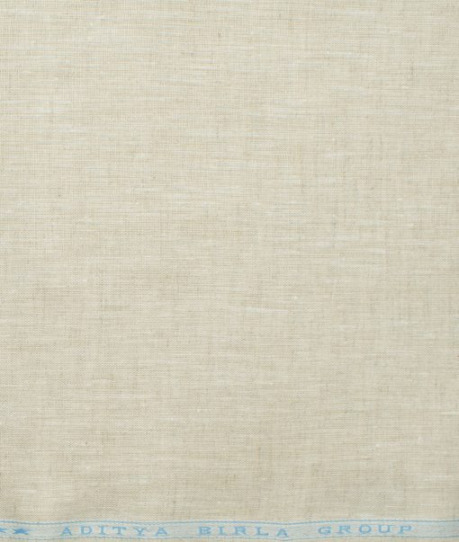 Linen Club Men's 60 LEA European Linen Self Design 2.25 Meter Unstitched Shirting Fabric (Sand Beige)