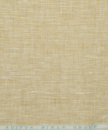 Linen Club Men's 60 LEA European Linen Self Design 2.25 Meter Unstitched Shirting Fabric (Sand Castle Beige)