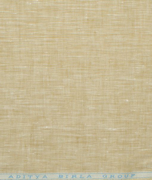 Linen Club Men's 60 LEA European Linen Self Design 2.25 Meter Unstitched Shirting Fabric (Sand Castle Beige)