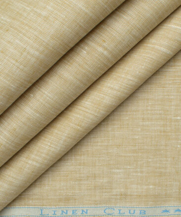 Linen Club Men's 60 LEA European Linen Self Design 2.25 Meter Unstitched Shirting Fabric (Sand Castle Beige)