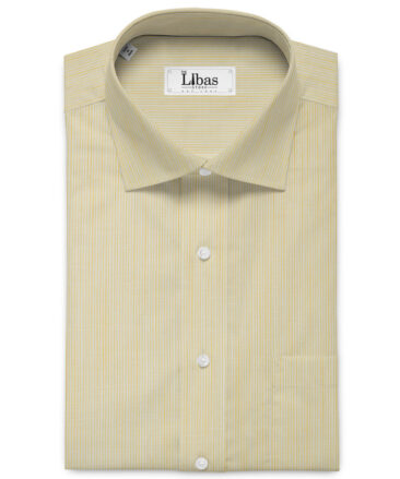 Arvind Men's Premium Cotton Striped 2.25 Meter Unstitched Shirting Fabric (Yellow)