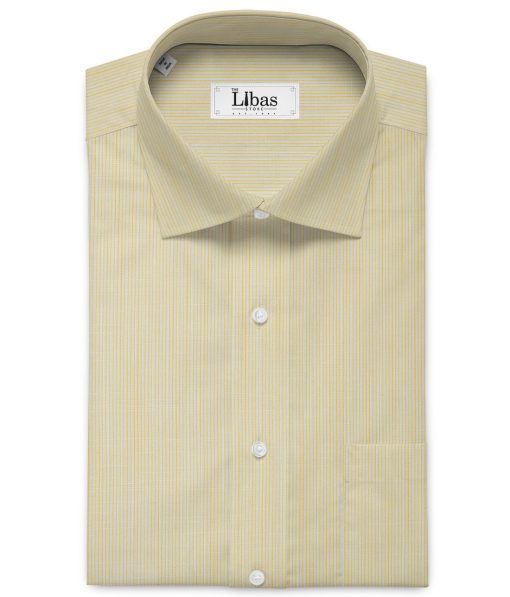 Arvind Men's Premium Cotton Striped 2.25 Meter Unstitched Shirting Fabric (Yellow)