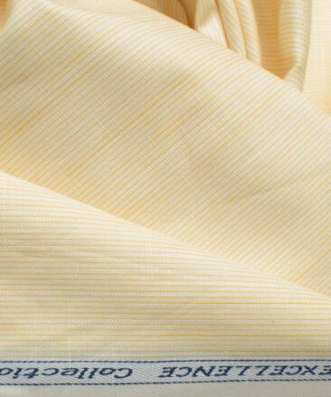 Arvind Men's Premium Cotton Striped 2.25 Meter Unstitched Shirting Fabric (Yellow)