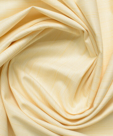 Arvind Men's Premium Cotton Striped 2.25 Meter Unstitched Shirting Fabric (Yellow)