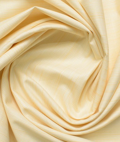 Arvind Men's Premium Cotton Striped 2.25 Meter Unstitched Shirting Fabric (Yellow)